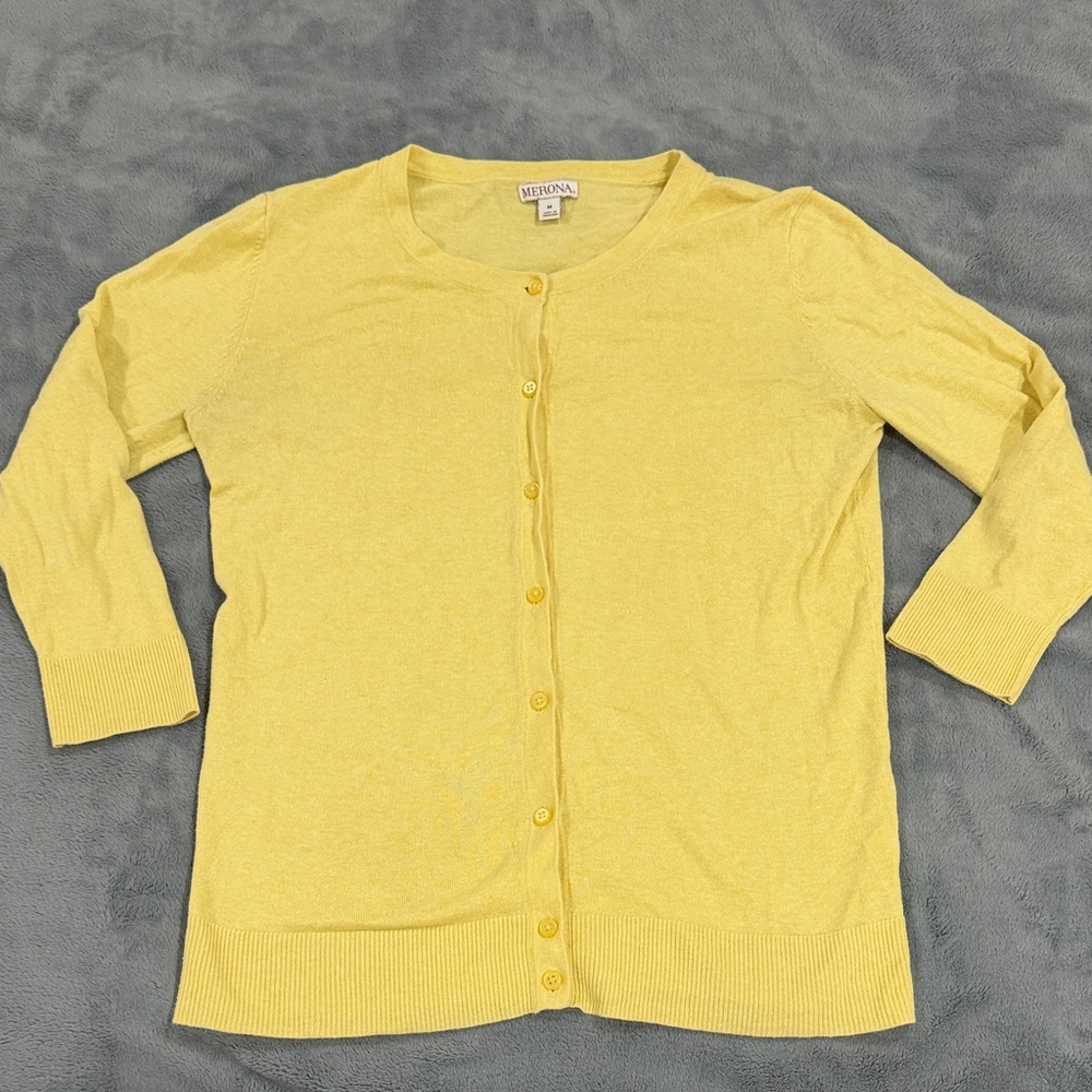 Merona Yellow Lightweight Button-Front Women's Cardigan